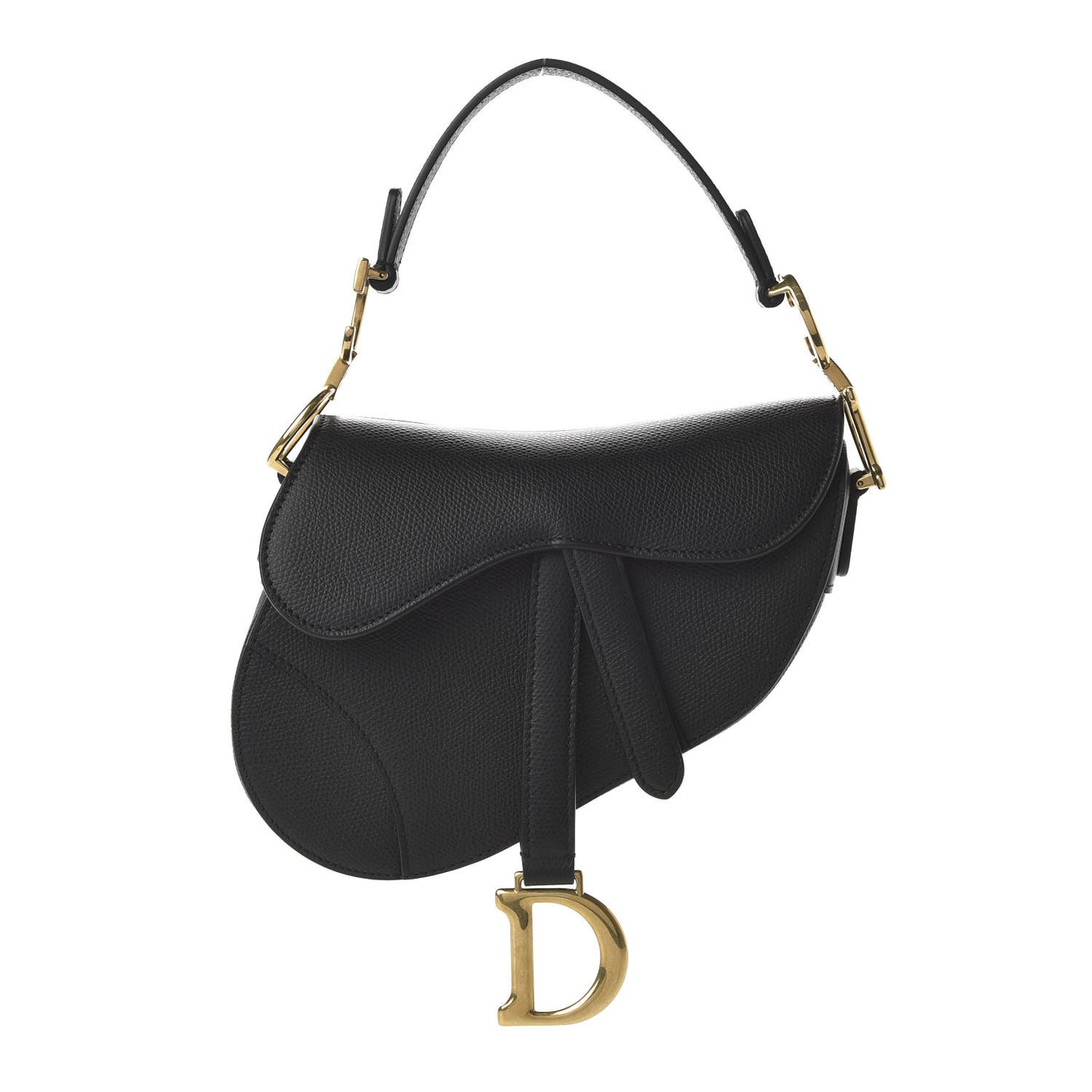 Grained Calfskin Mini Saddle Bag Black