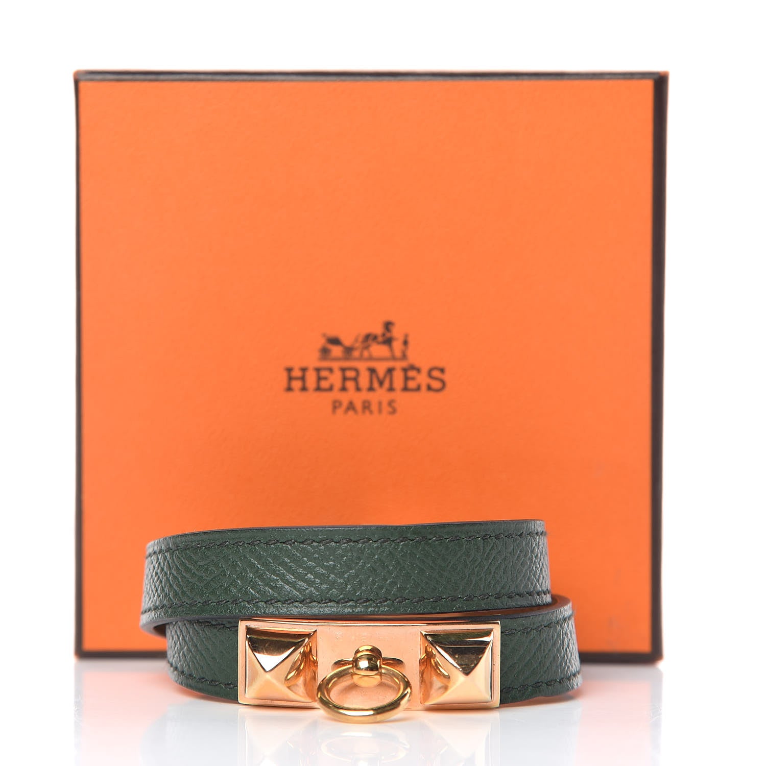 Hermes Epsom Rivale Double Tour Bracelet S Vert Anglais 7 of 7