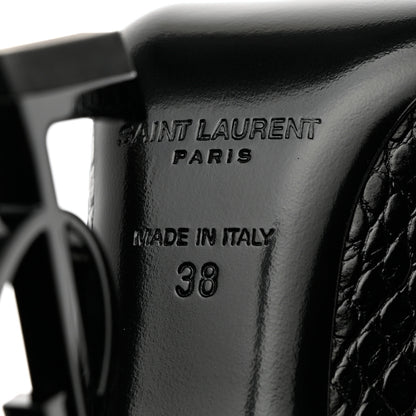 Saint Laurent Calfskin Crocodile Embossed Opyum 110 Pumps 38 Black 10 of 11
