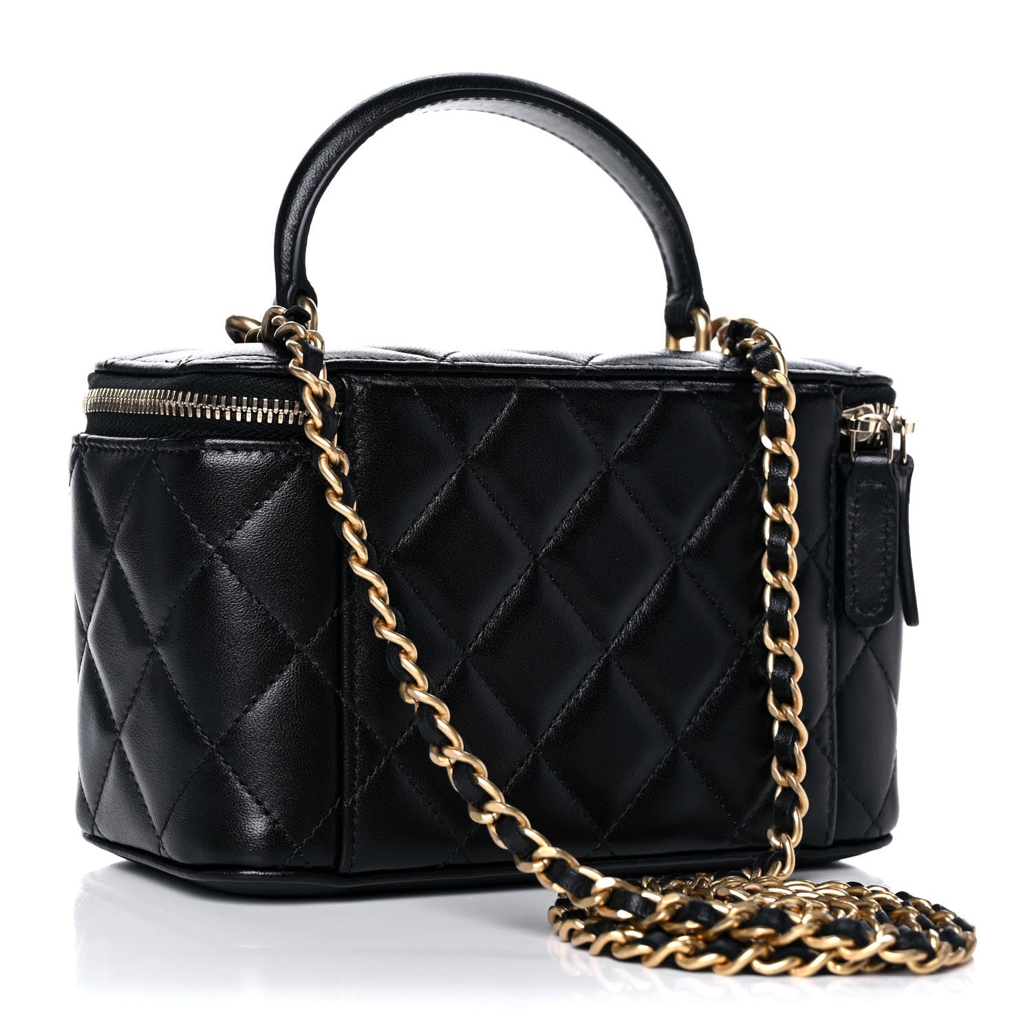 Chanel Lambskin Quilted Small Top Handle Vanity Case With Chain Black 3 of 14