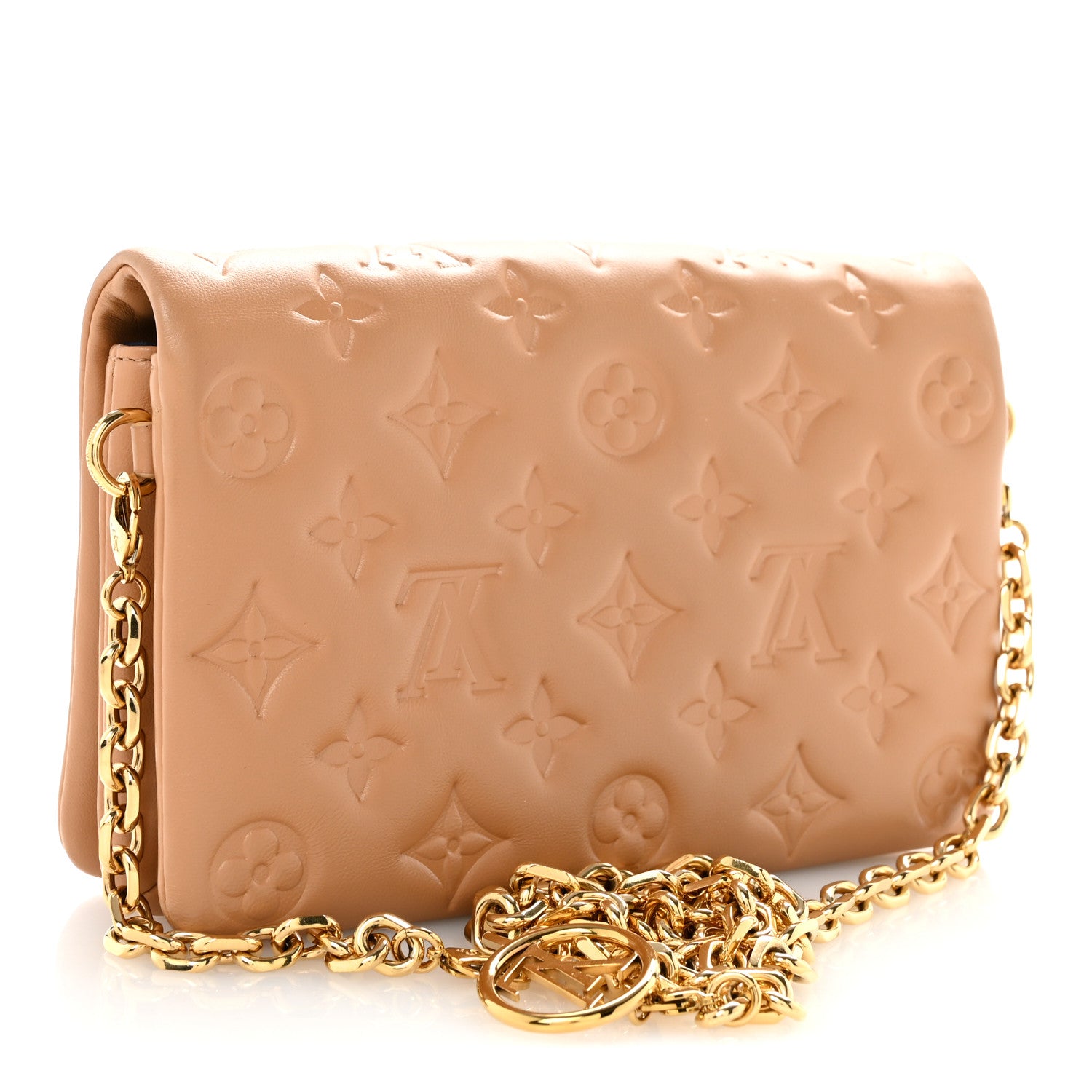 Louis Vuitton Lambskin Embossed Monogram Pochette Coussin Camel 3 of 11