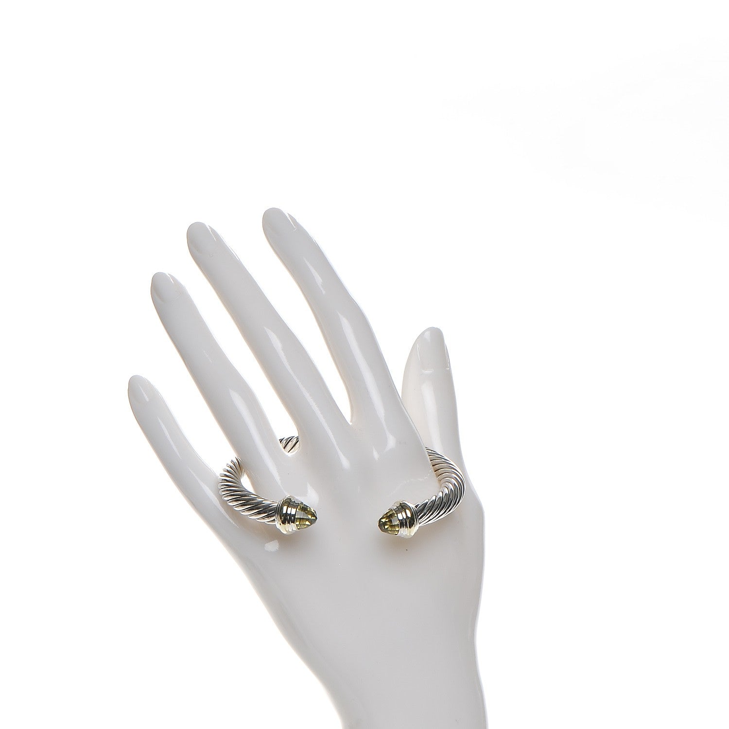 David Yurman Sterling Silver 14K Yellow Gold Prasiolite 7mm Cable Classics Bracelet 2 of 4