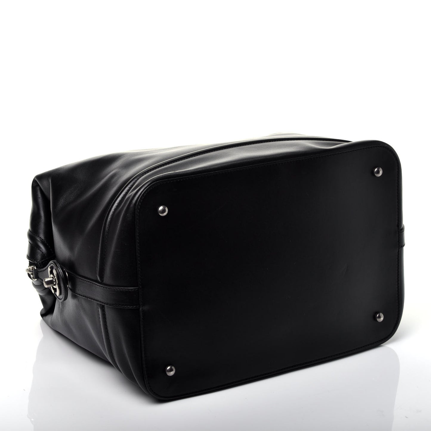 Smooth Calfskin Country Ride Bowler Tote Black
