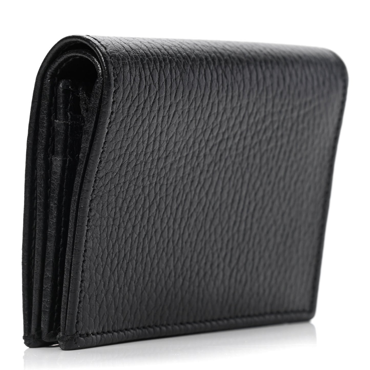 Pebbled Calfskin GG Marmont Card Case Black