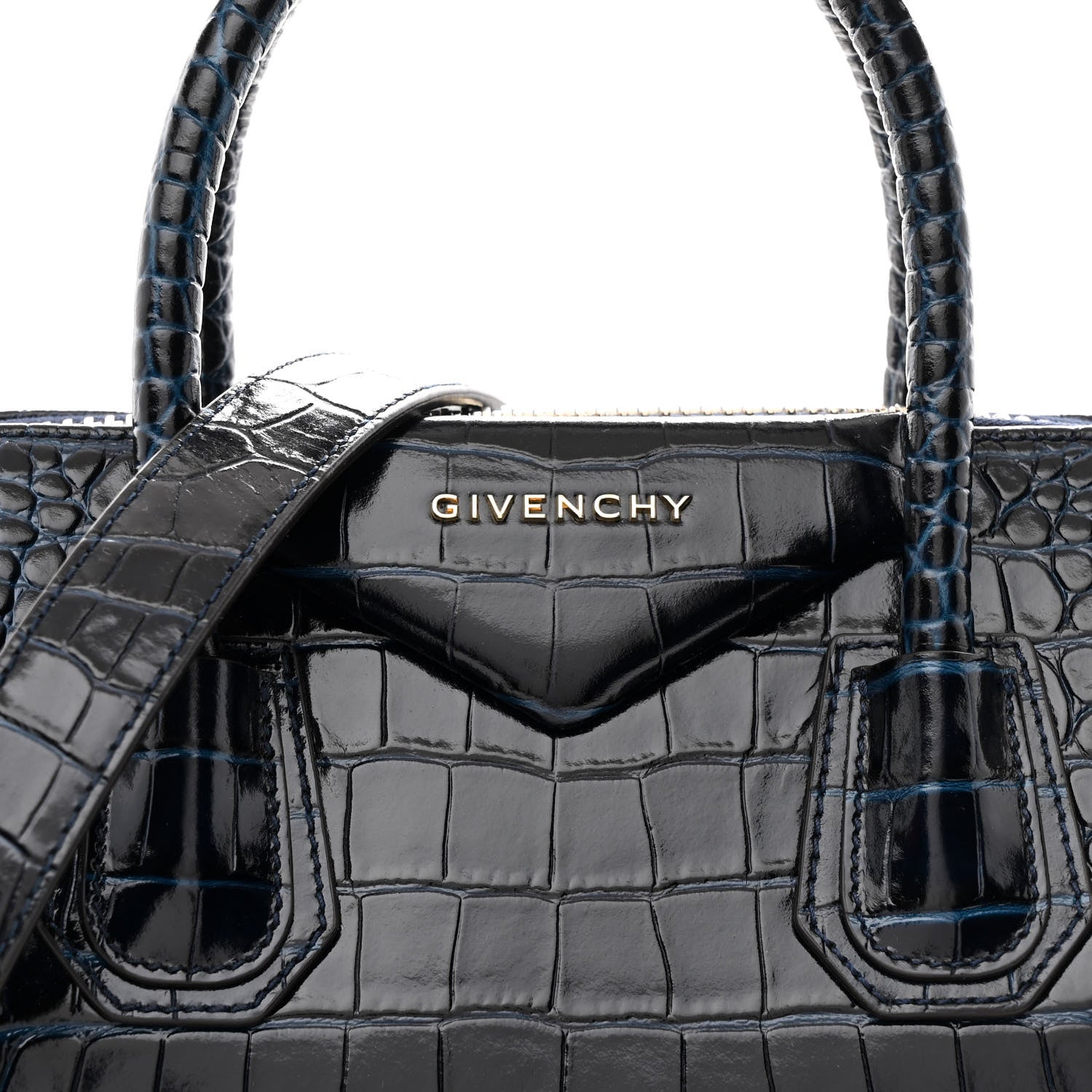 Givenchy Calfskin Crocodile Embossed Small Antigona Navy 8 of 10