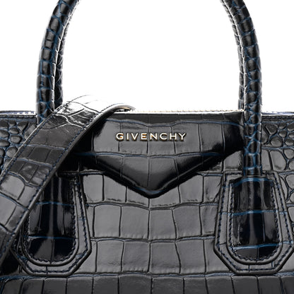 Givenchy Calfskin Crocodile Embossed Small Antigona Navy 8 of 10