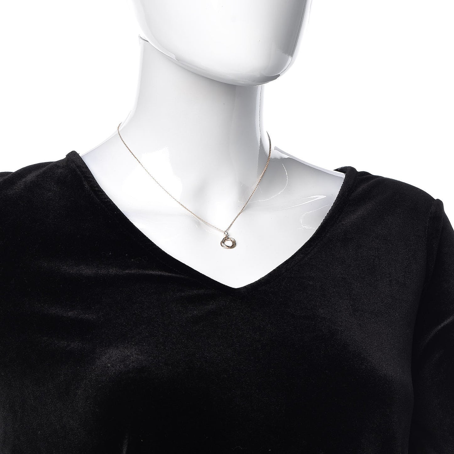 18K Pink Yellow White Gold Diamond Trinity Pendant Necklace