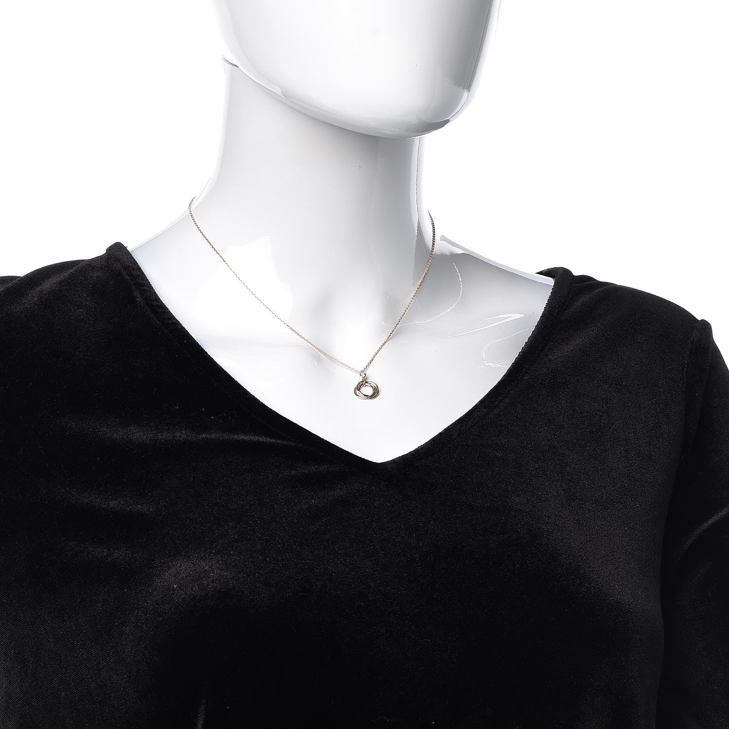 Cartier 18K Pink Yellow White Gold Diamond Trinity Pendant Necklace 2 of 6