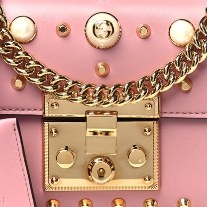 Gucci Calfskin Studded Small Padlock Shoulder Bag Carmine Rose 8 of 13
