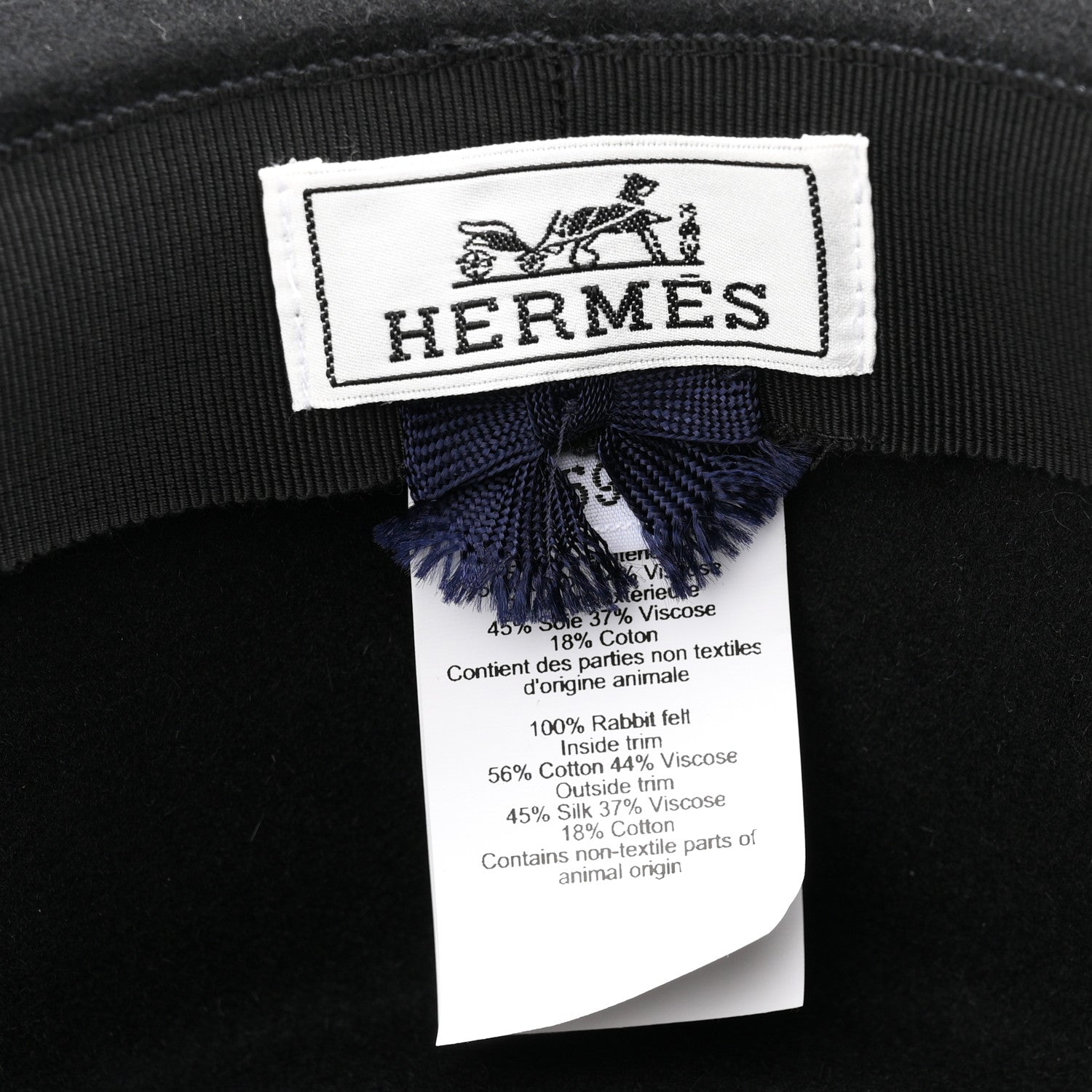 Hermes Rabbit Felt Dakota Love Hat 59 Black 14 of 16