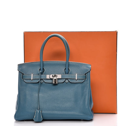 Hermes Taurillon Clemence Birkin 30 Blue Jean 35 of 35
