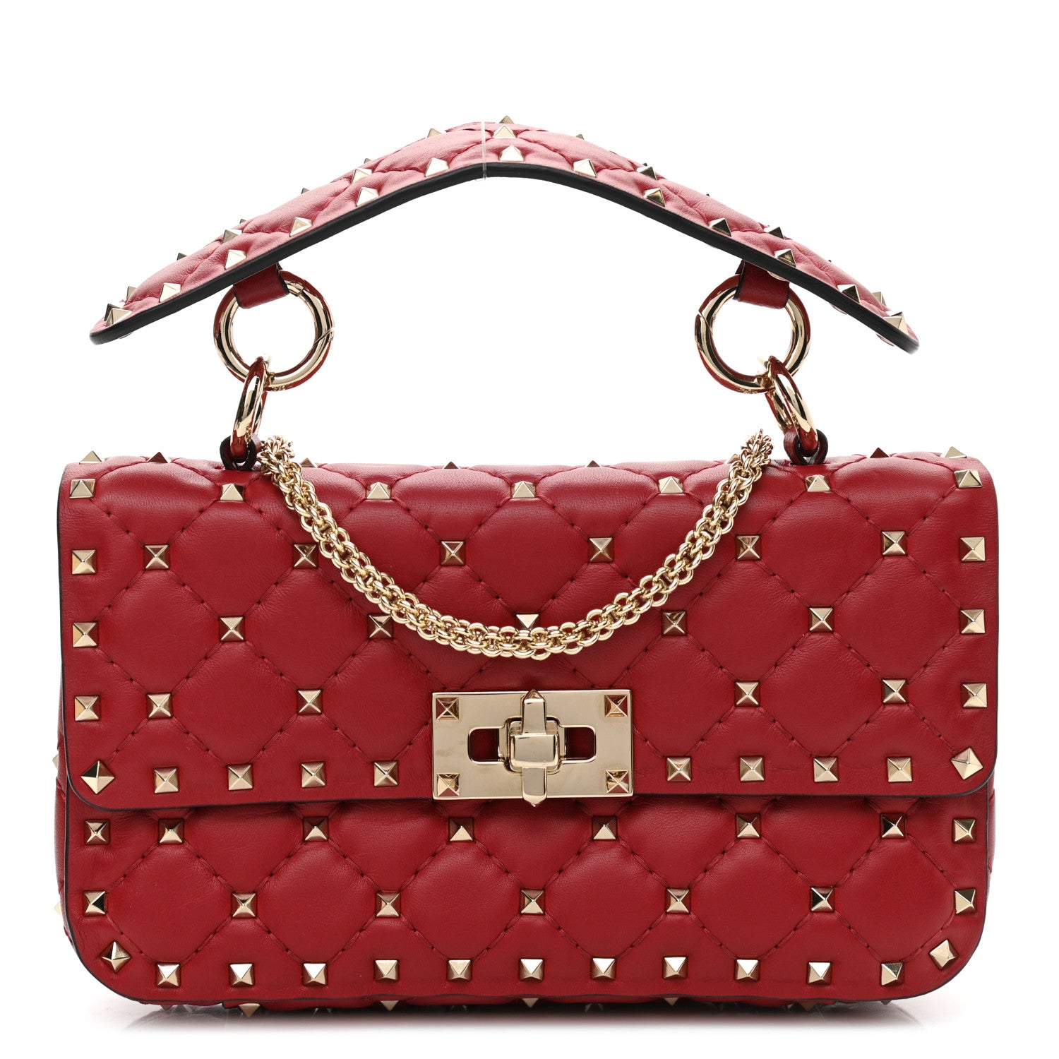 Valentino Garavani Nappa Small Rockstud Spike Shoulder Bag Rosso Valentino 1 of 9