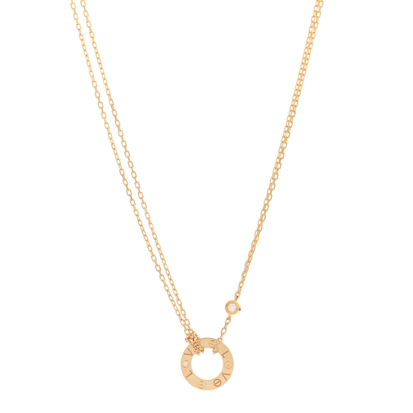 18K Yellow Gold 2 Diamond LOVE Necklace
