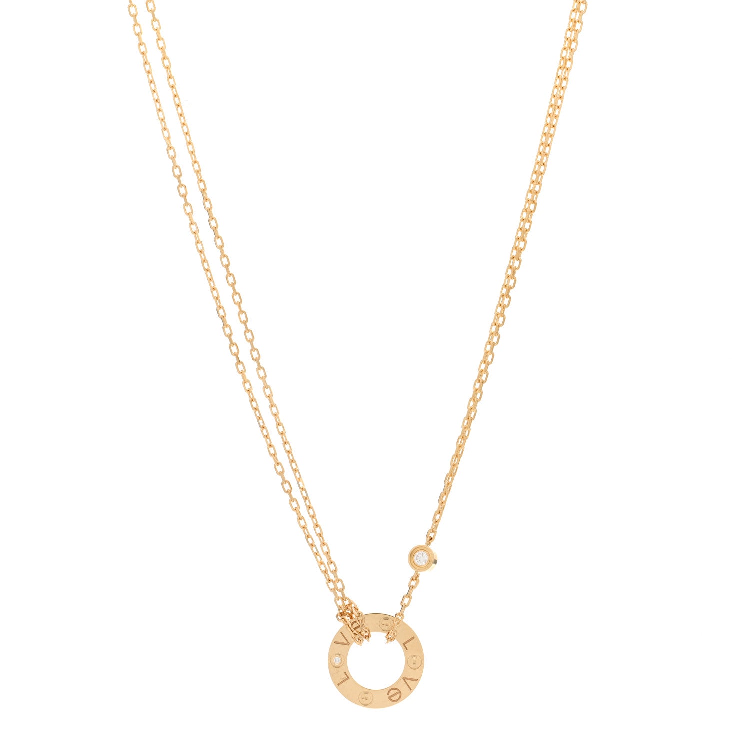 Cartier 18K Yellow Gold 2 Diamond LOVE Necklace 1 of 5