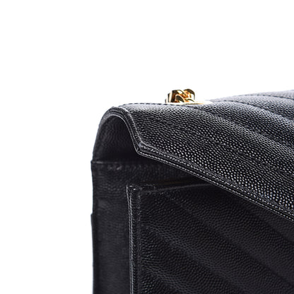 Saint Laurent Grain De Poudre Matelasse Chevron Large Monogram Satchel Black 10 of 11