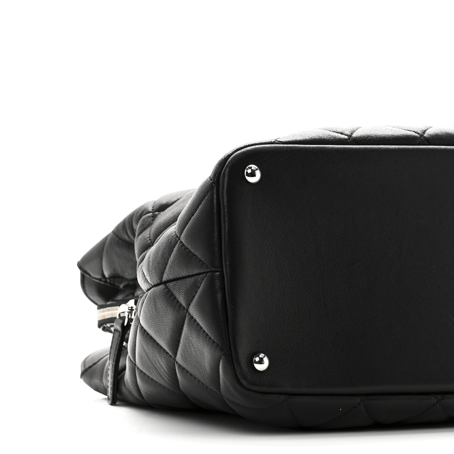 Lambskin Quilted Chic and Soft Shopping Tote Black