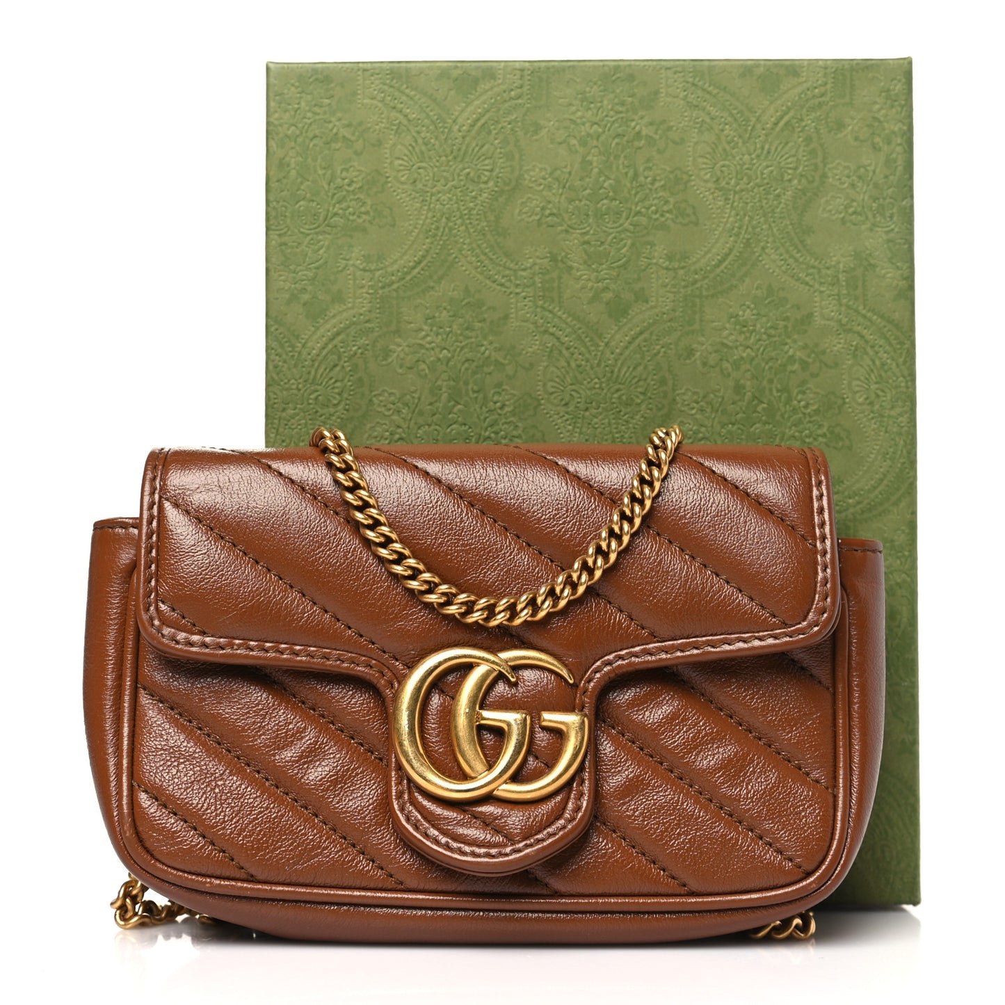 Azalea Calfskin Matelasse Diagonal Super Mini GG Marmont Shoulder Bag Cuir