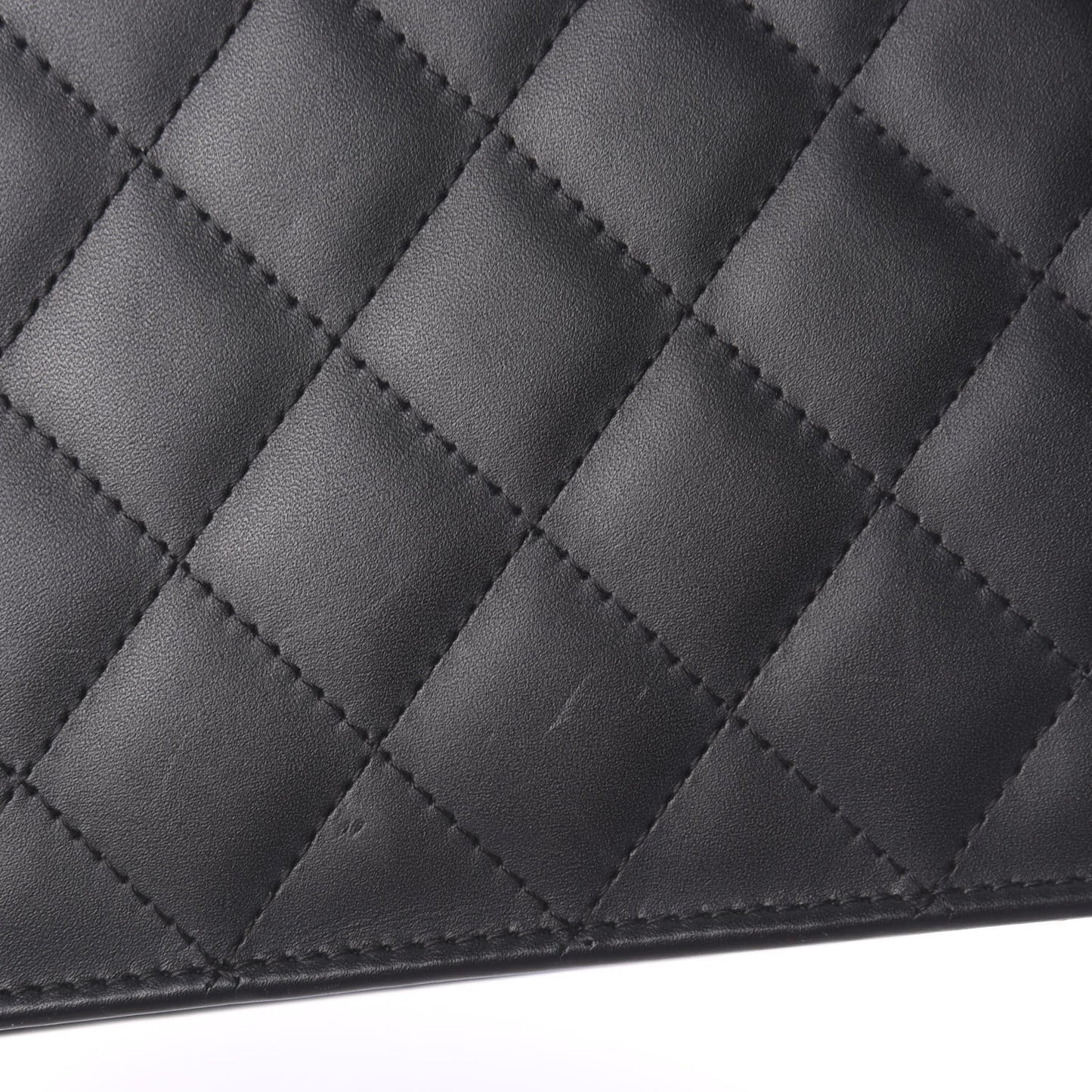 Calfskin Quilted Cambon Wallet On Chain WOC Black