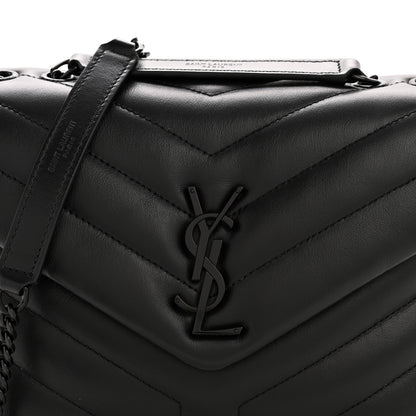 Saint Laurent Calfskin Y Quilted Monogram Monochrome Small Loulou Chain Satchel Black 8 of 11
