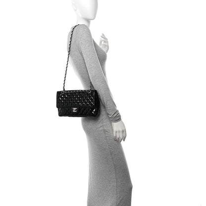 Chanel Patent Quilted Secret Label Medium Flap Black 2 of 11