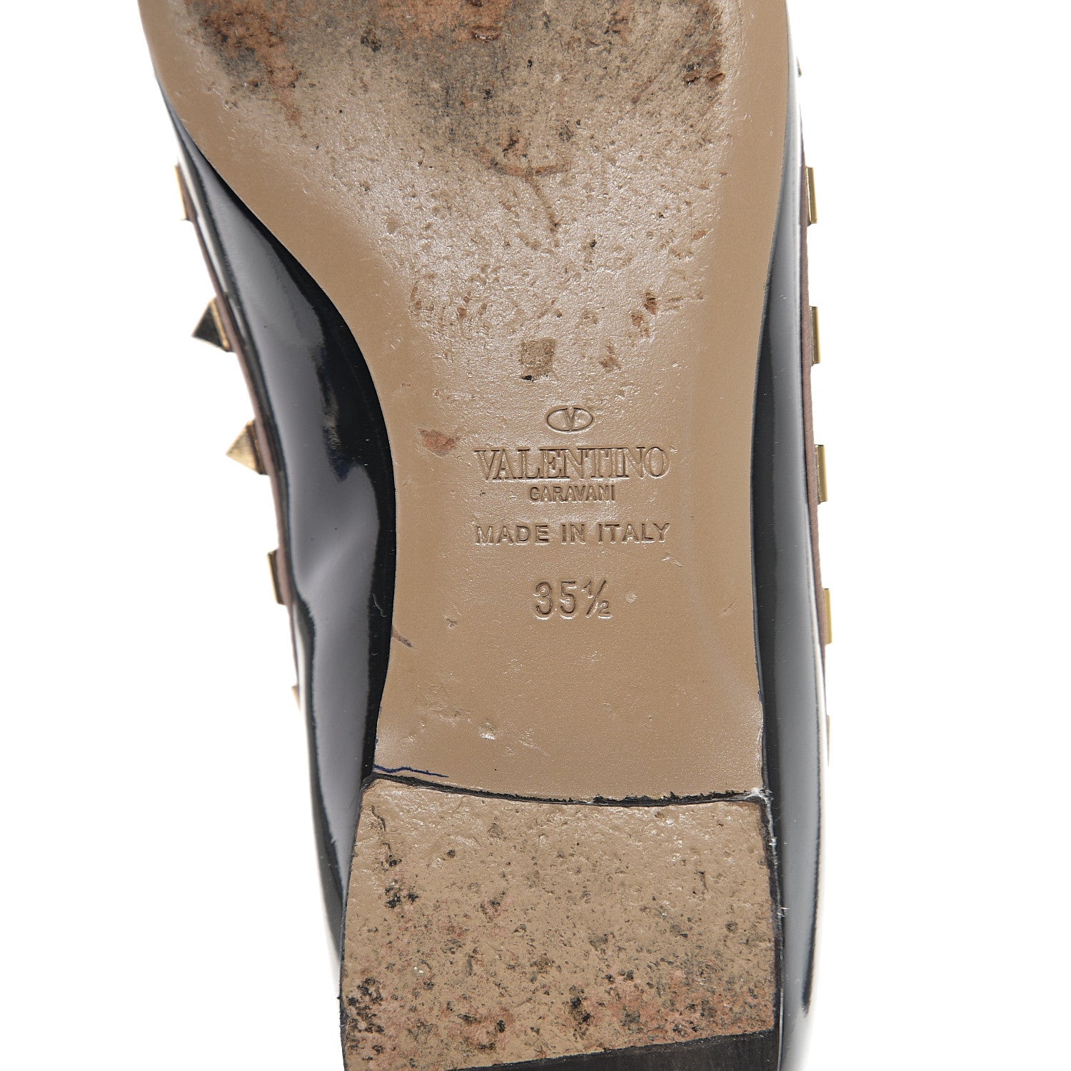 Valentino Garavani Patent Rockstud Ballerina Flats 35.5 Black Poudre 8 of 13