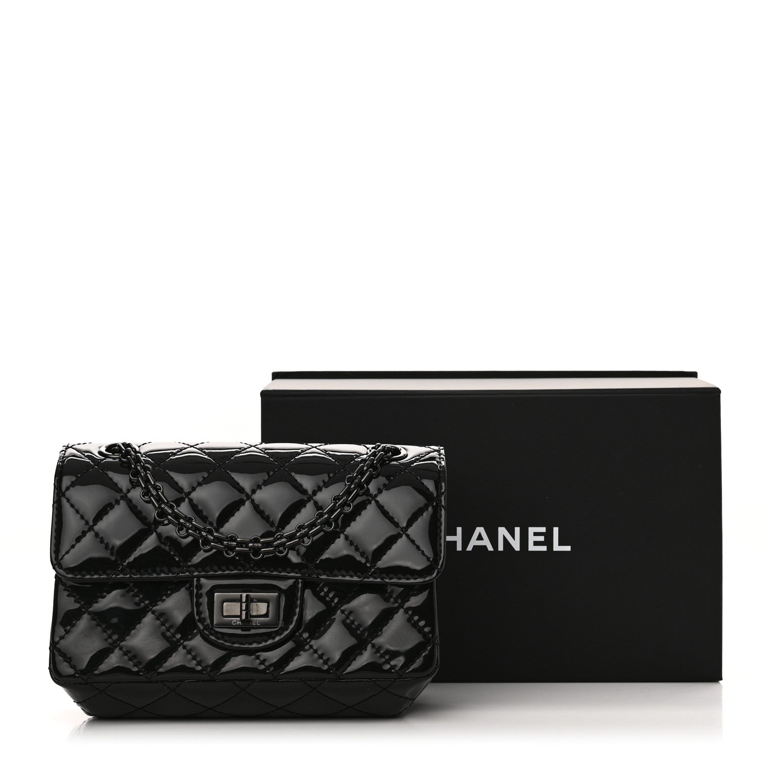 Chanel Patent Calfskin Quilted 2.55 Reissue Mini Flap So Black 11 of 11