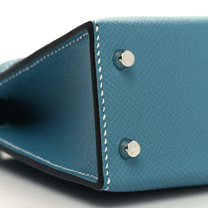 Hermes Epsom Mini Kelly Sellier 20 New Blue Jean 8 of 10