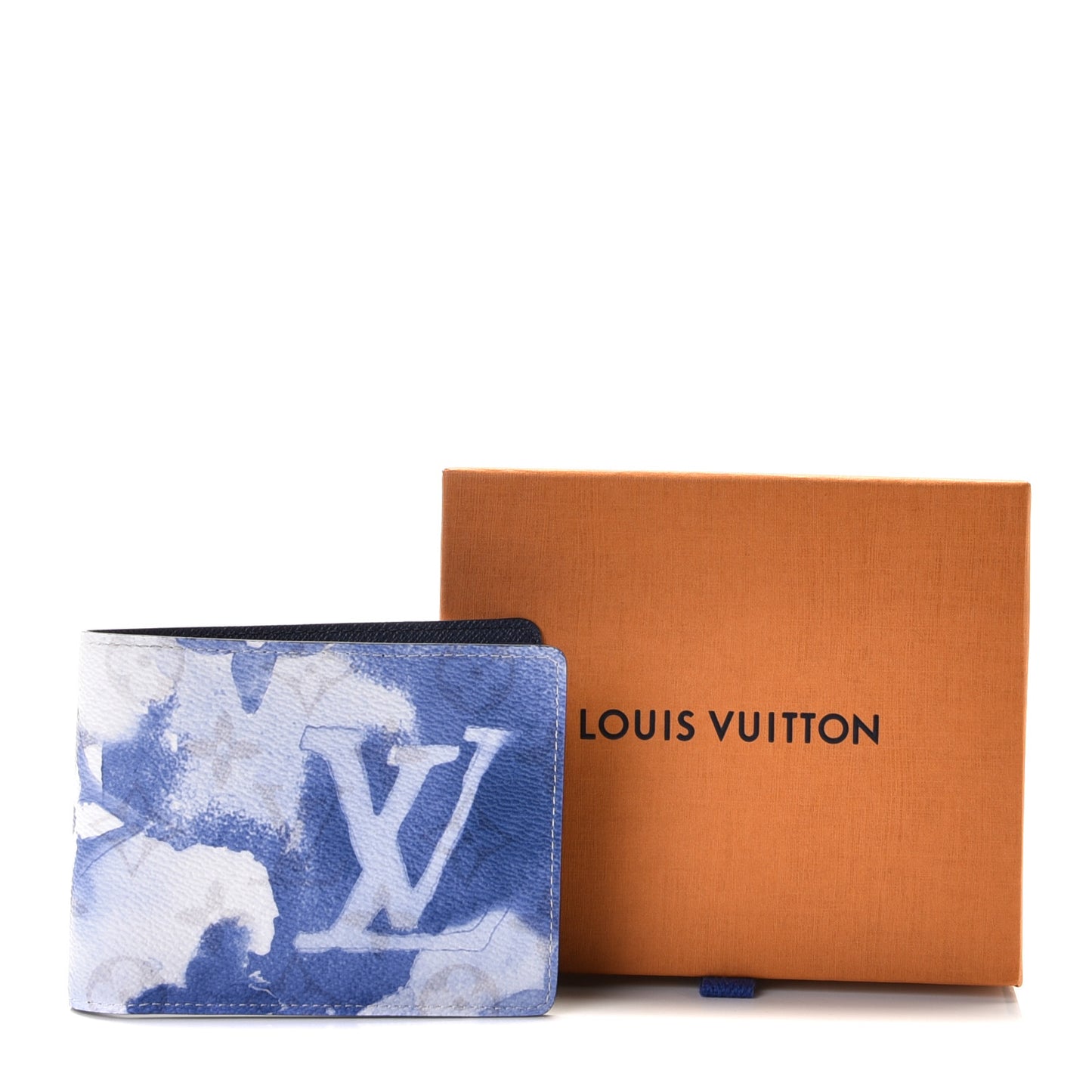 Monogram Watercolor Multiple Wallet Blue