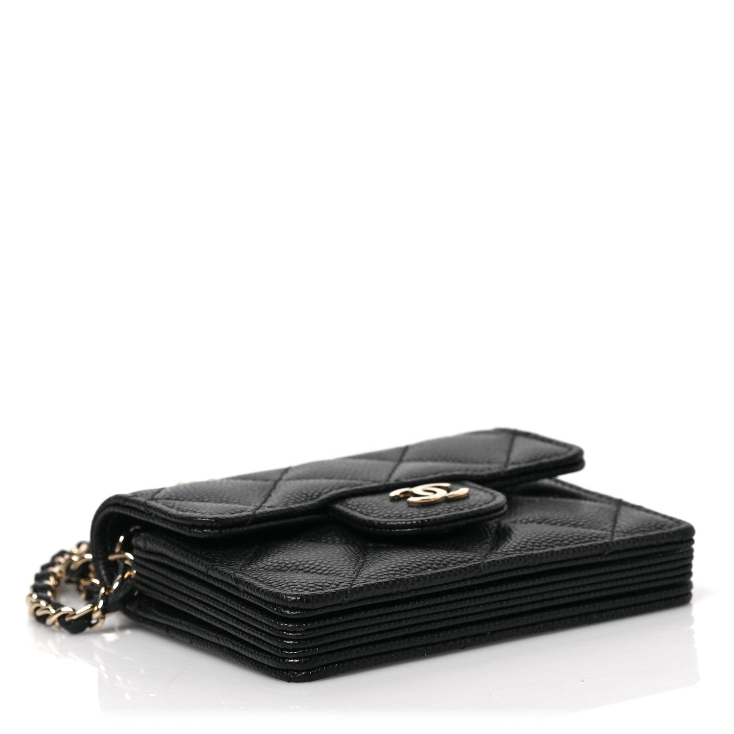 Chanel Caviar Quilted Flap Card Holder On Chain Black 3 of 8
