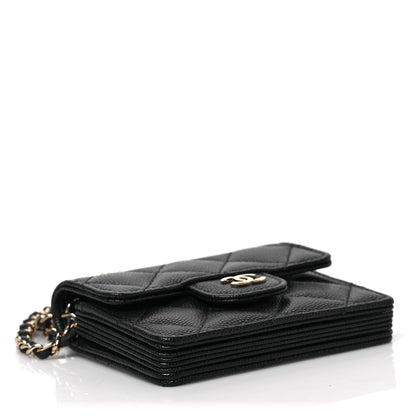Chanel Caviar Quilted Flap Card Holder On Chain Black 3 of 8