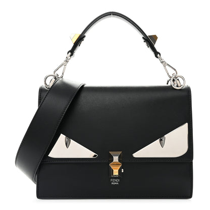 Fendi Vitello Liberty Lucido Metal Monster Eyes Studded Kan I Shoulder Bag Black 1 of 11