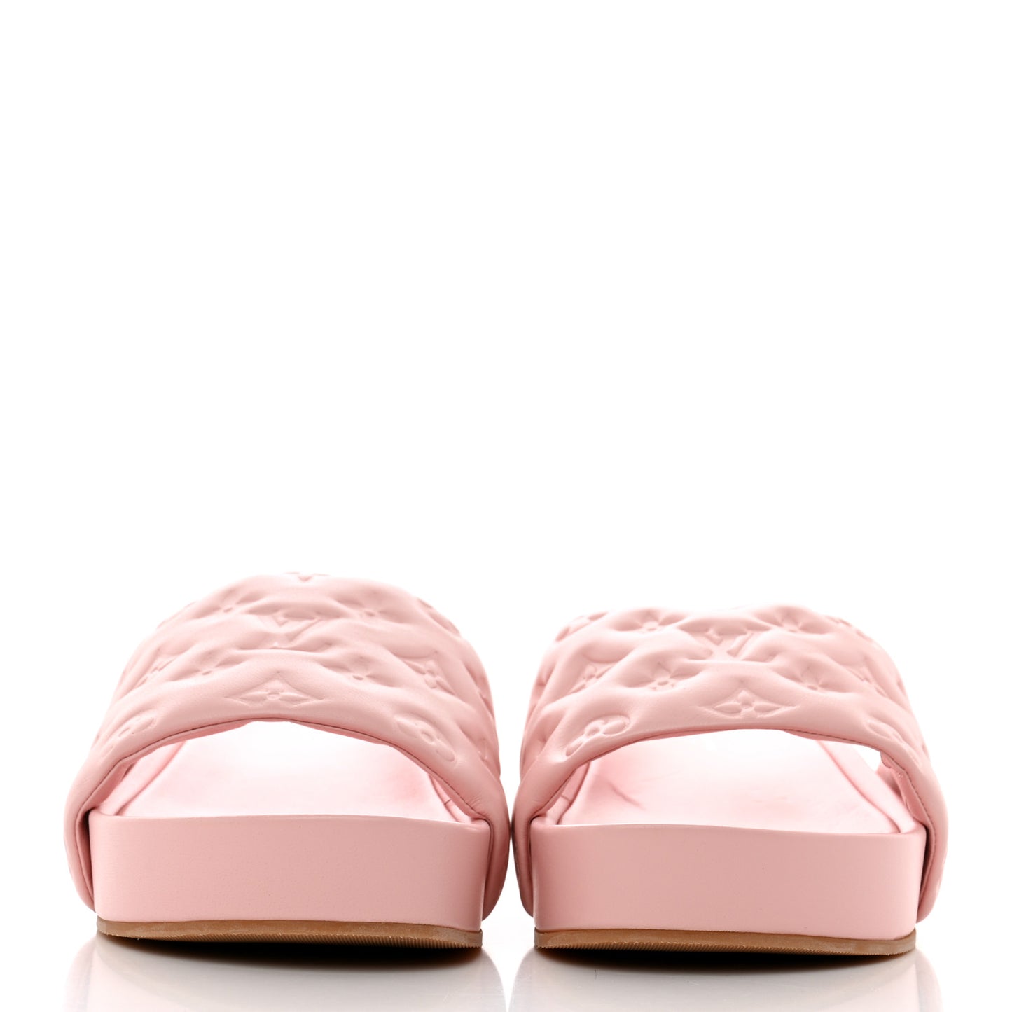 Lambskin Embossed Monogram Jumbo Flatform Mule Sandals 41 Rose Clair