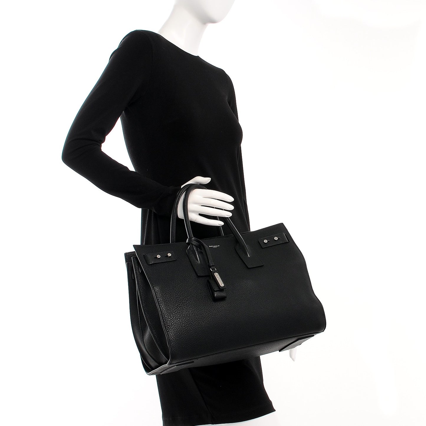 Grained Calfskin Medium Supple Sac De Jour Black