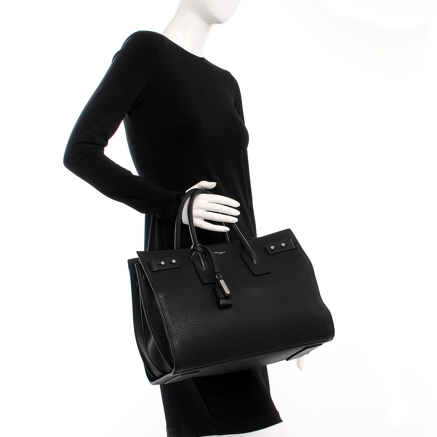Saint Laurent Grained Calfskin Medium Supple Sac De Jour Black 3 of 18