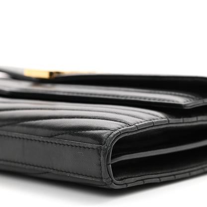 Saint Laurent Lambskin Matelasse Chevron Monogram Sulpice Chain Wallet Black 22 of 26