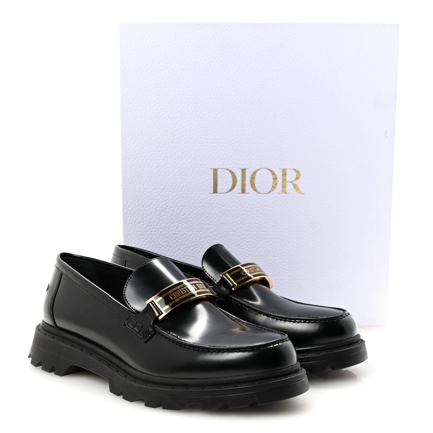 Christian Dior Brushed Calfskin Rubber Dior Code Cap Toe Lug Sole 35mm Loafers 40 Black 10 of 10