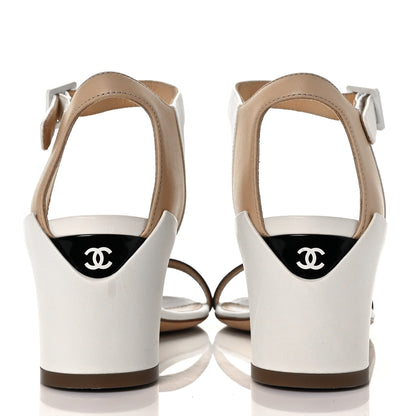 Chanel Lambskin CC Sandals 36.5 Ivory Black 5 of 9