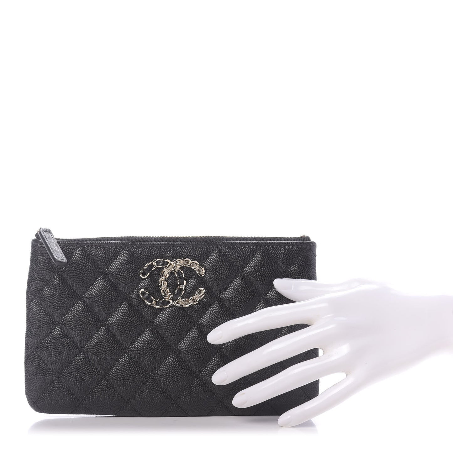 Caviar Quilted Small French New Wave CC Pouch Black