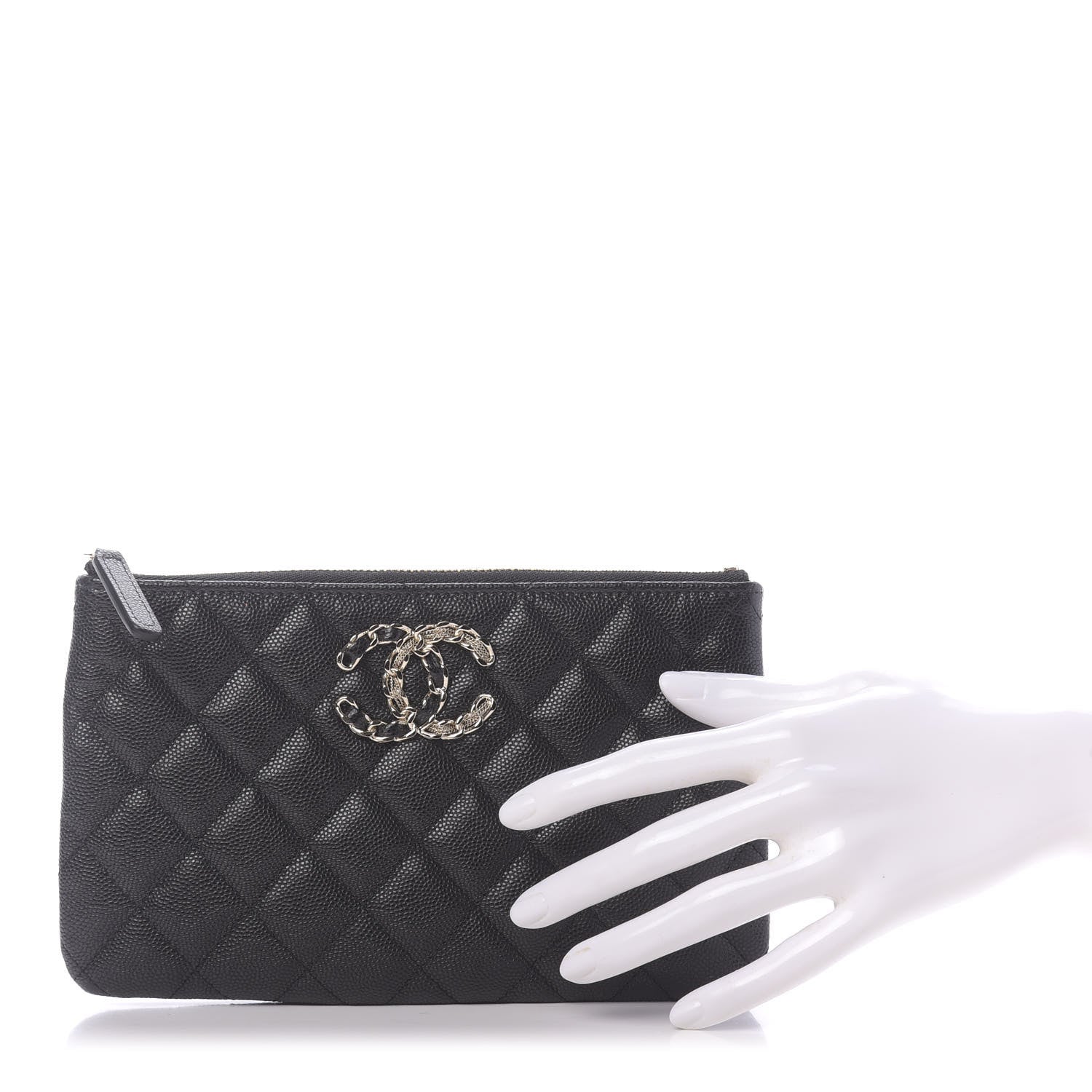 Chanel Caviar Quilted Small French New Wave CC Pouch Black 2 of 11