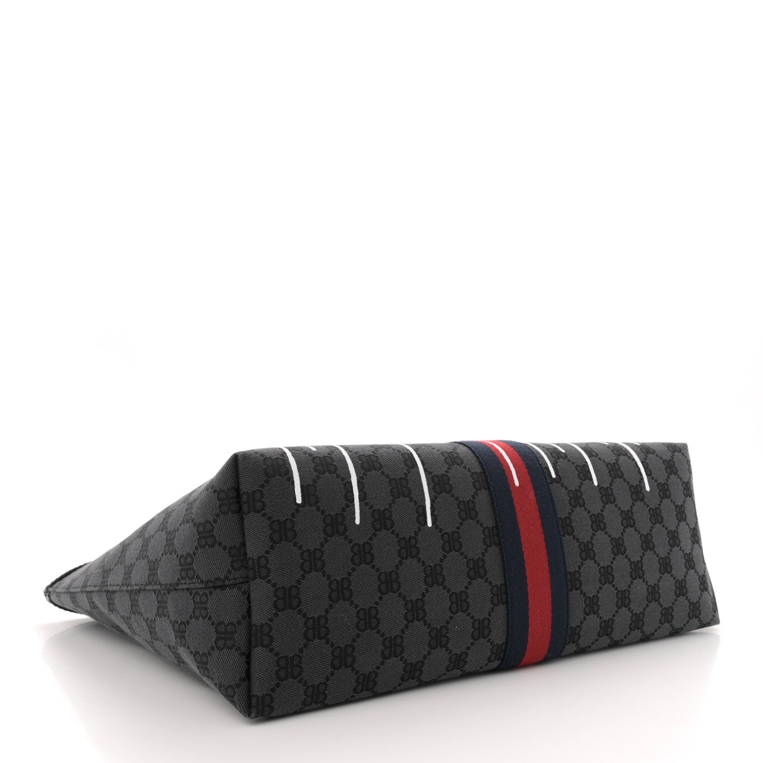 Gucci X BALENCIAGA BB Monogram Web Graffiti Medium Ophidia Shopping Tote Black 4 of 10