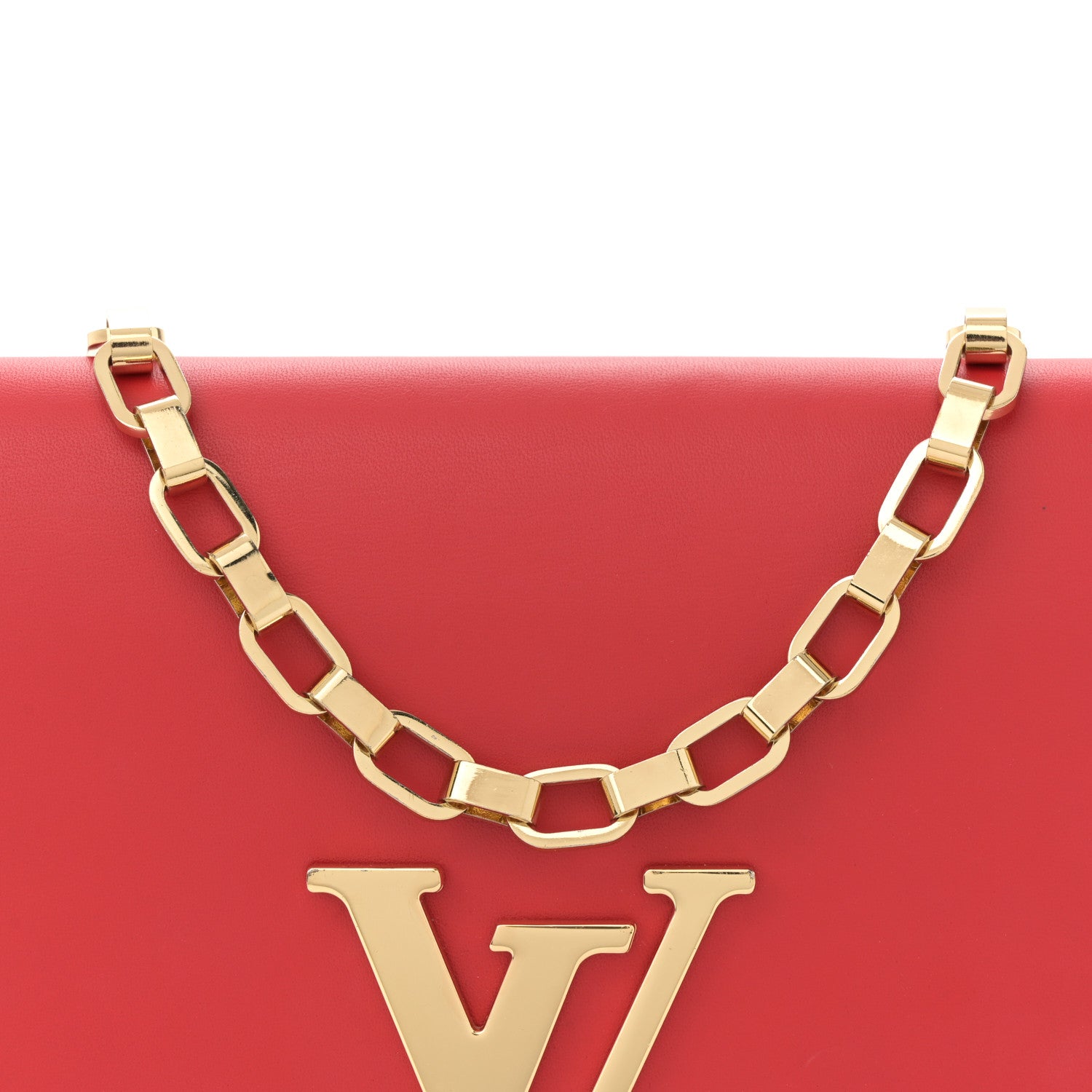 Louis Vuitton Calfskin Chain Louise MM Red 7 of 12