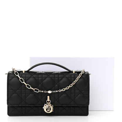 Christian Dior Lambskin Cannage Mini My Dior Top Handle Clutch Black 10 of 11