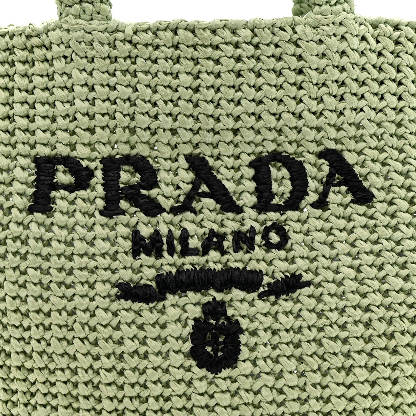 Yarn Raffia Effect Crochet Small Logo Tote Acqua