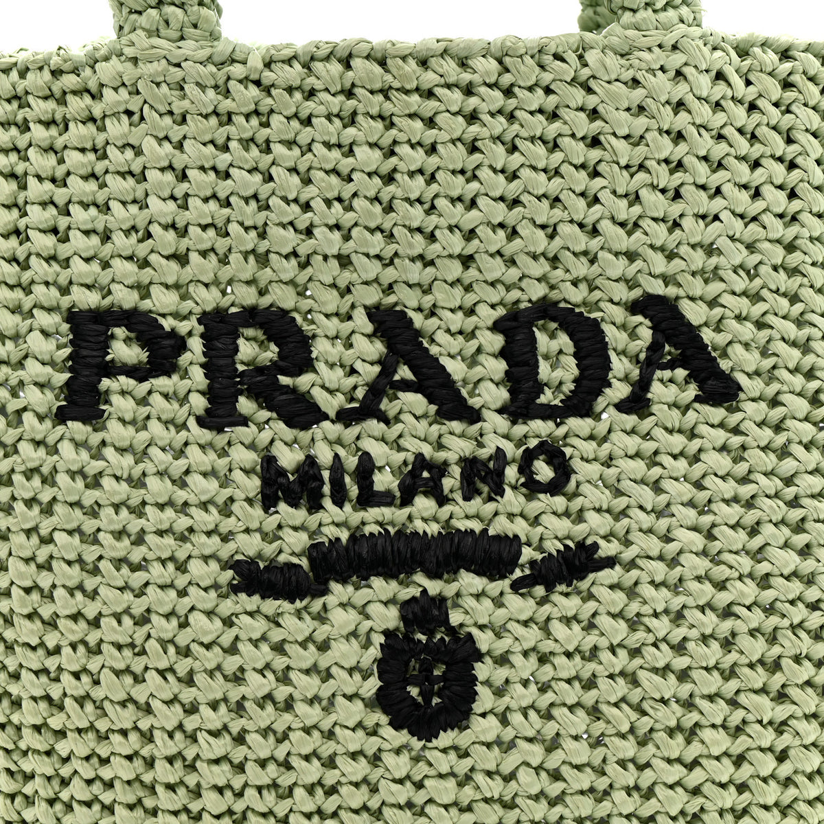 Yarn Raffia Effect Crochet Small Logo Tote Acqua