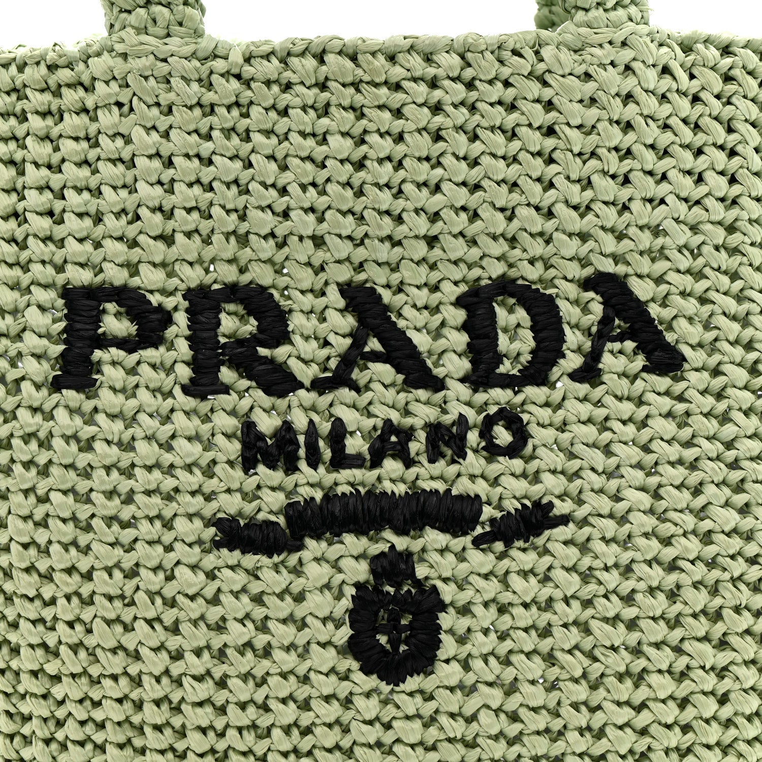 Prada Yarn Raffia Effect Crochet Small Logo Tote Acqua 9 of 11