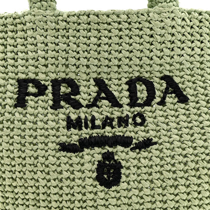 Prada Yarn Raffia Effect Crochet Small Logo Tote Acqua 9 of 11