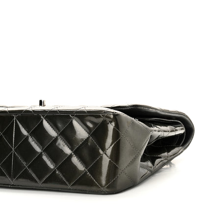Chanel Striated Patent Quilted Jumbo Double Flap  Dark Grey 9 of 10