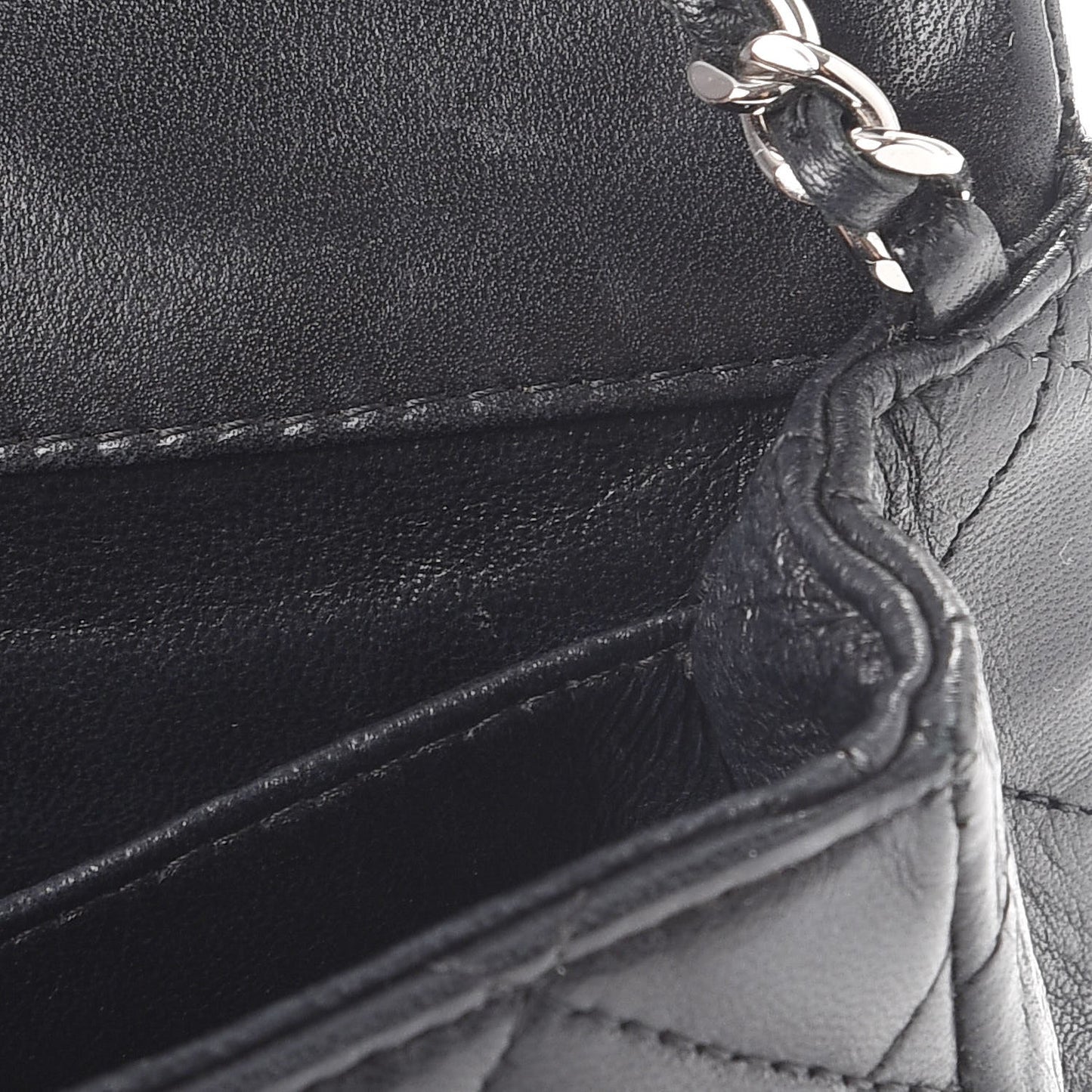 Lambskin Quilted Extra Mini Rectangular Flap Black