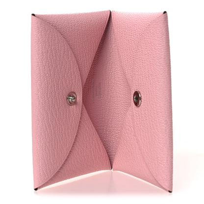 Hermes Chevre Mysore Verso Calvi Card Case Rose Sakura 5 of 8