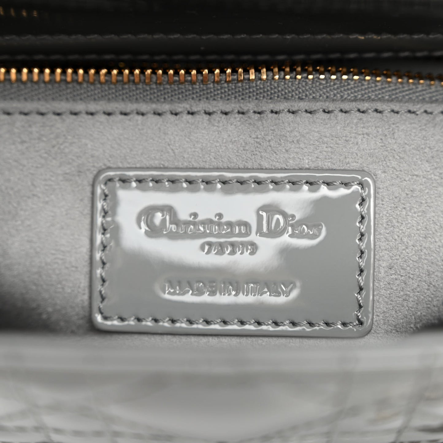 Patent Cannage Small Lady Dior Grey Stone